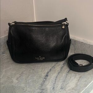kate spade Black Pebbled Leather Shoulder Bag with Detachable Strap
